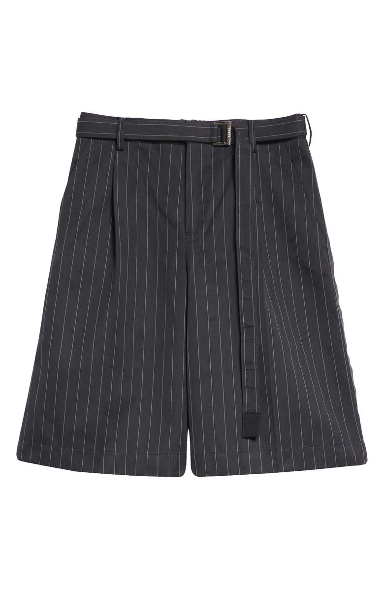 Sacai Chalk Stripe Belted Bermuda Shorts, Alternate, color,