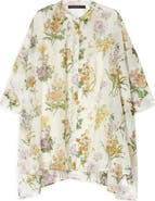 Marina Rinaldi Paniere Oversize Floral Cotton & Silk Button-Up Tunic