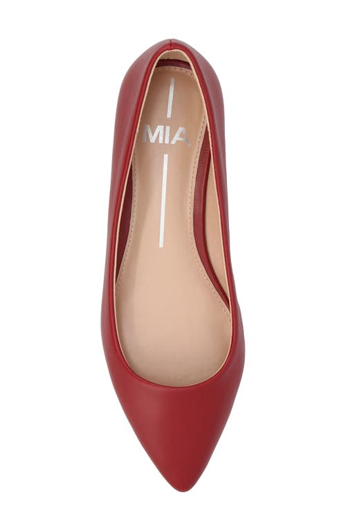 Mia Avi Pointed Toe Flat In Deep Red