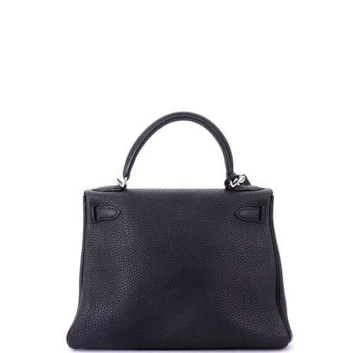 Pre-owned Hermes Hermes Kelly Handbag Black Togo With Palladium Hardware 28 In Black