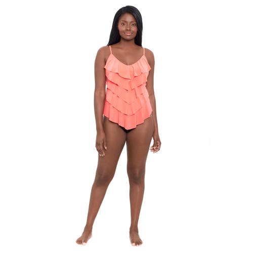 Trimshaper Rachel 5 Tier Ruffle Tankini Swimsuit Top