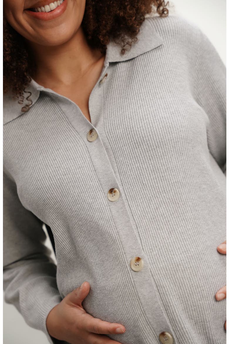 Thomasine Maternity & Nursing Sweater Cardigan, Alternate, color, Heather Grey
