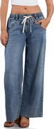 HINT OF BLU Elastic Waist Wide Leg Jeans