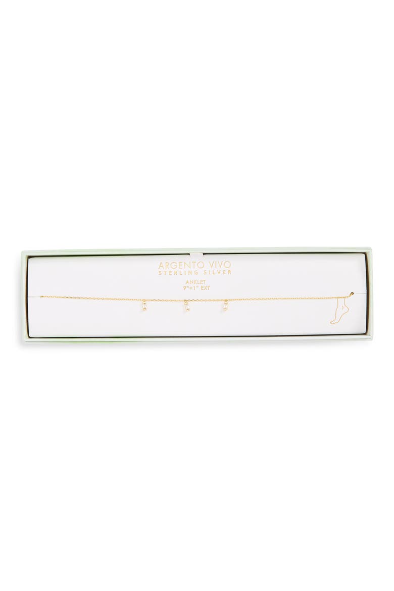Baguette Drop Station Anklet, Main, color, GOLD