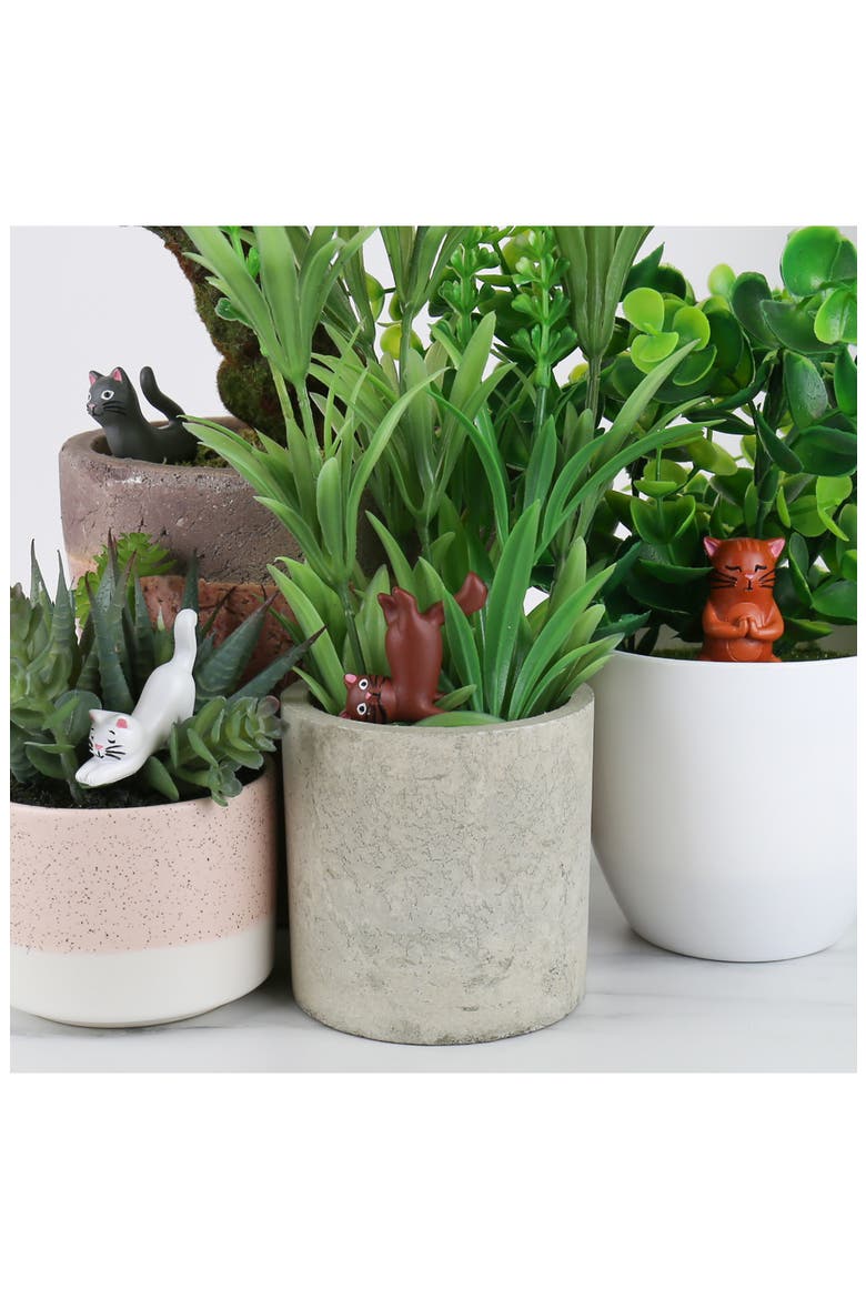 Set of Four - Yoga Cat Planter Figures, Alternate, color, ASSORTED SHAPES/ COLORS