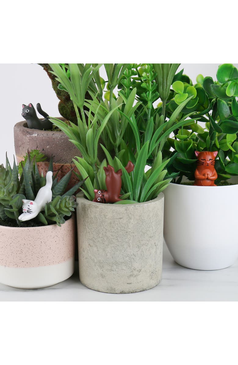 GIFT REPUBLIC Set of Four - Yoga Cat Planter Figures, Alternate, color, Assorted Shapes/ Colors
