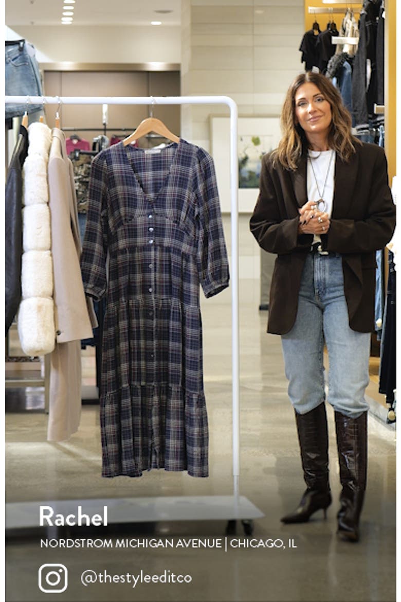 Maeve Plaid Long Sleeve Tiered Maxi Shirtdress video