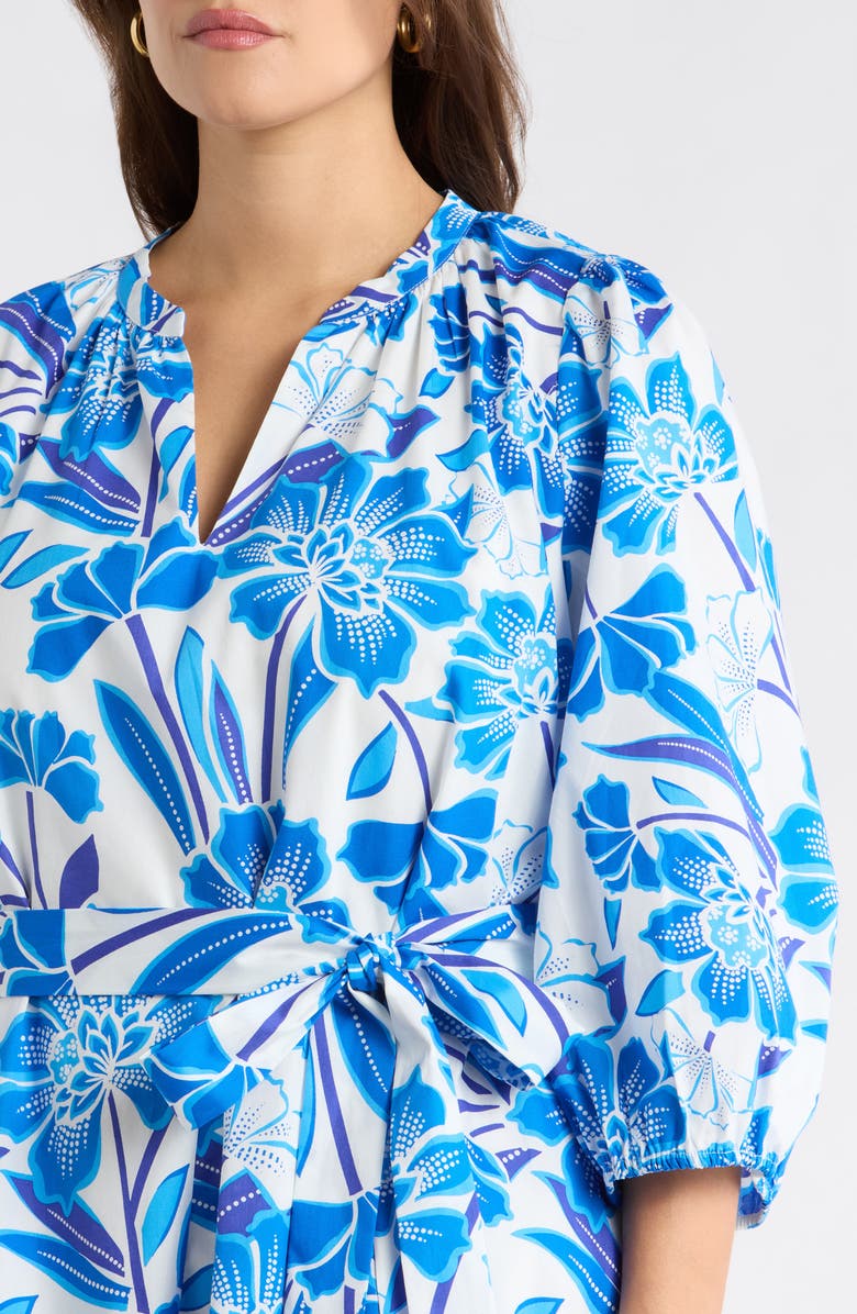 SUGARLIPS Iva Floral Pismo Balloon Sleeve Maxi Dress, Alternate, color, White-Blue-Multi