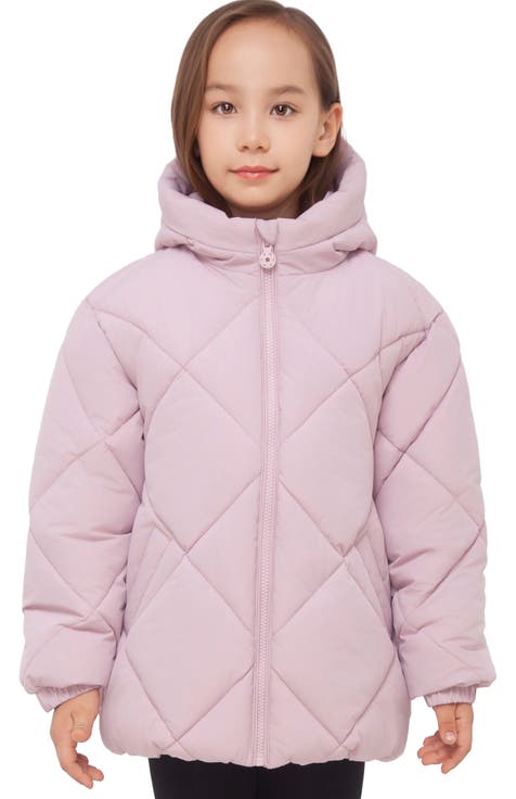 Kids' Charlotte Diamond Quilted Hooded Puffer Jacket