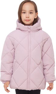 Rokka&Rolla Kids' Charlotte Diamond Quilted Hooded Puffer Jacket