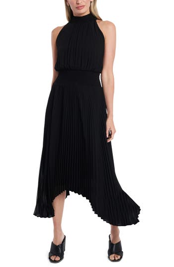 1.state Pleated Halter Neck Handkerchief Hem Dress