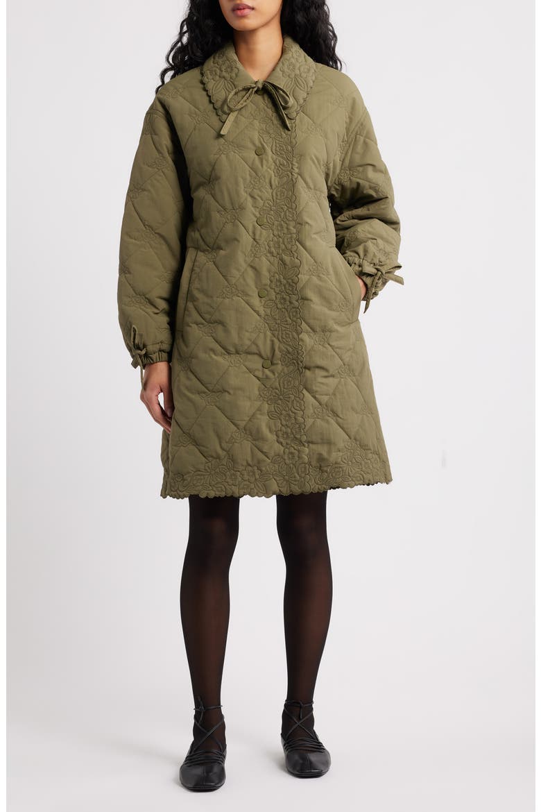 Avery Water Repellent Quilted Coat, Main, color, OLIVE