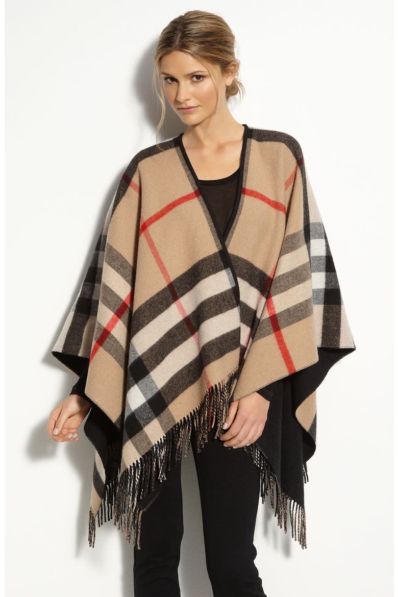 Mega Check Merino Wool & Cashmere Ruana, Main, color, CAMEL