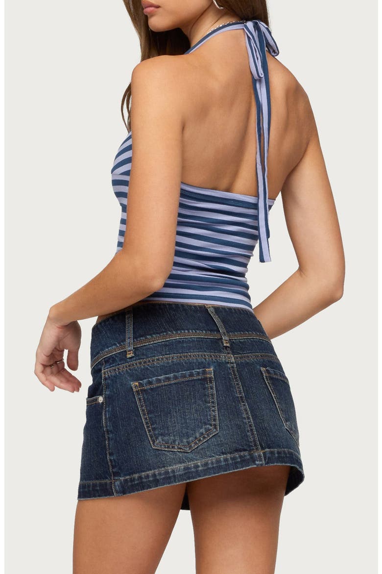 Twist Front Cutout Crop Halter Top, Alternate, color, BLUE
