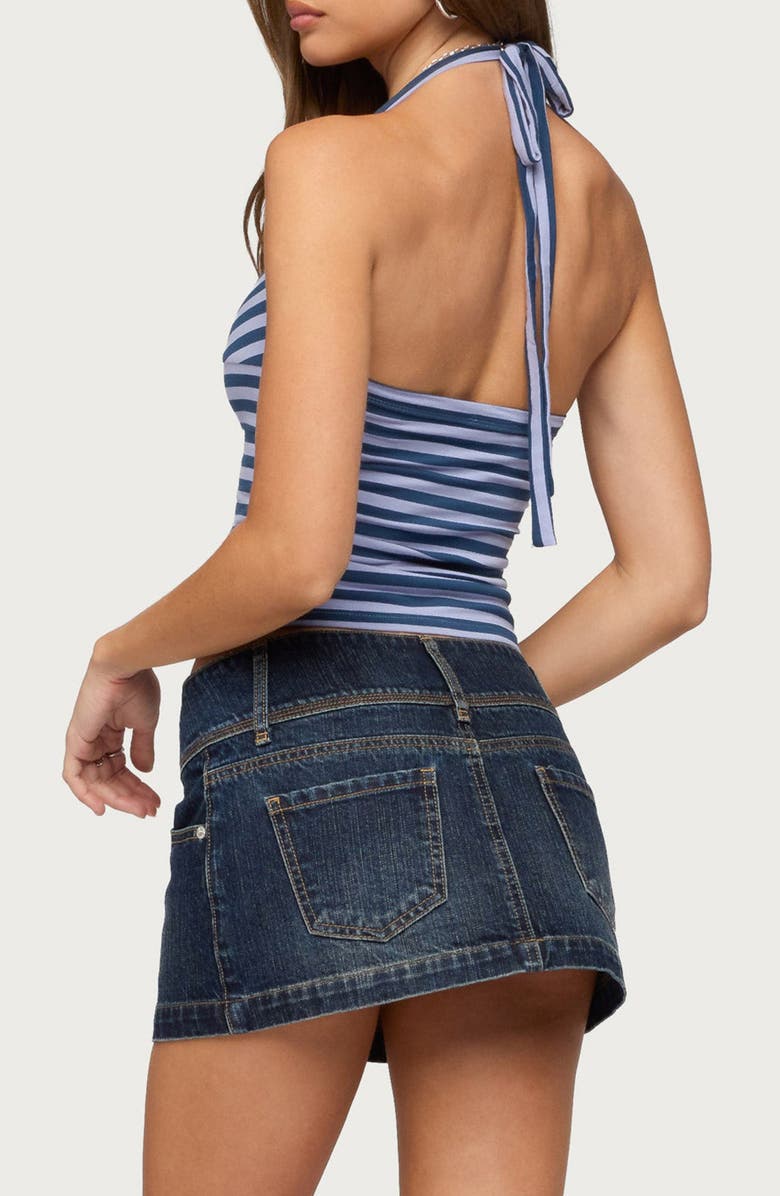 EDIKTED Twist Front Cutout Crop Halter Top, Alternate, color, Blue