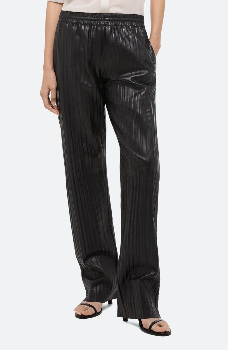 Helmut Lang Pleated Leather Car Pants, Main, color, Black