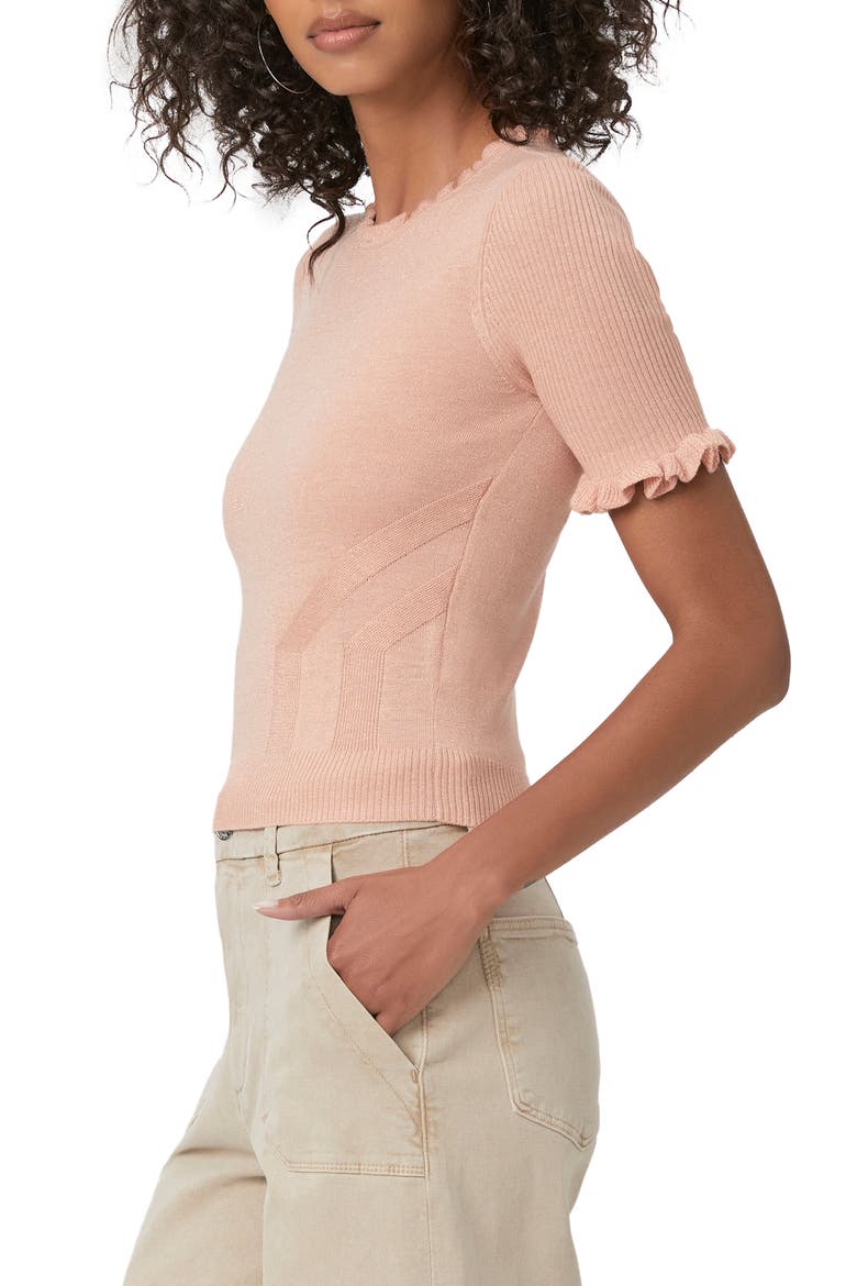 Triste Metallic Short Sleeve Sweater, Alternate, color, PEACHMET