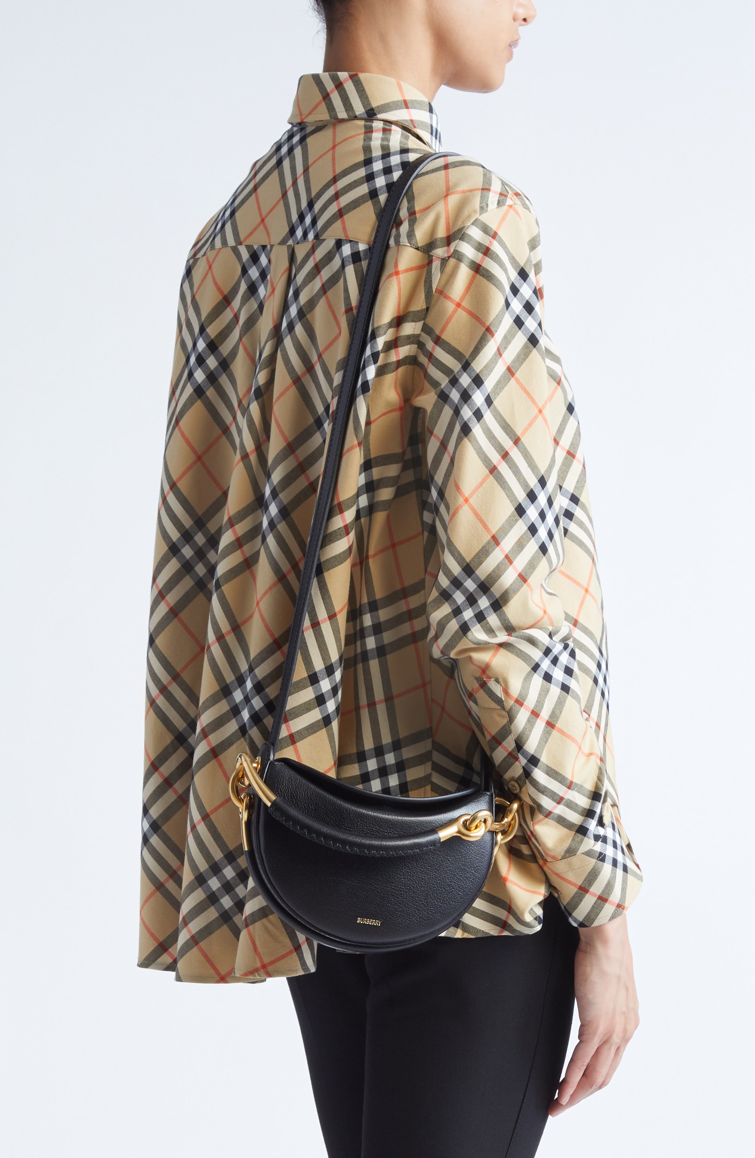 Burberry Bridle Logo Leather Crossbody Bag, Alternate, color, Black