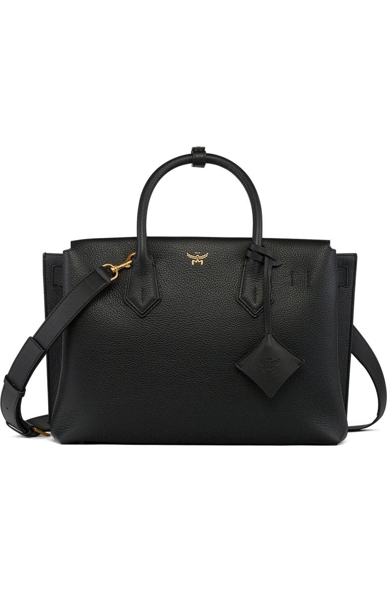 MCM Medium Milla Tote in Spanish Embossed Leather, Main, color, Black