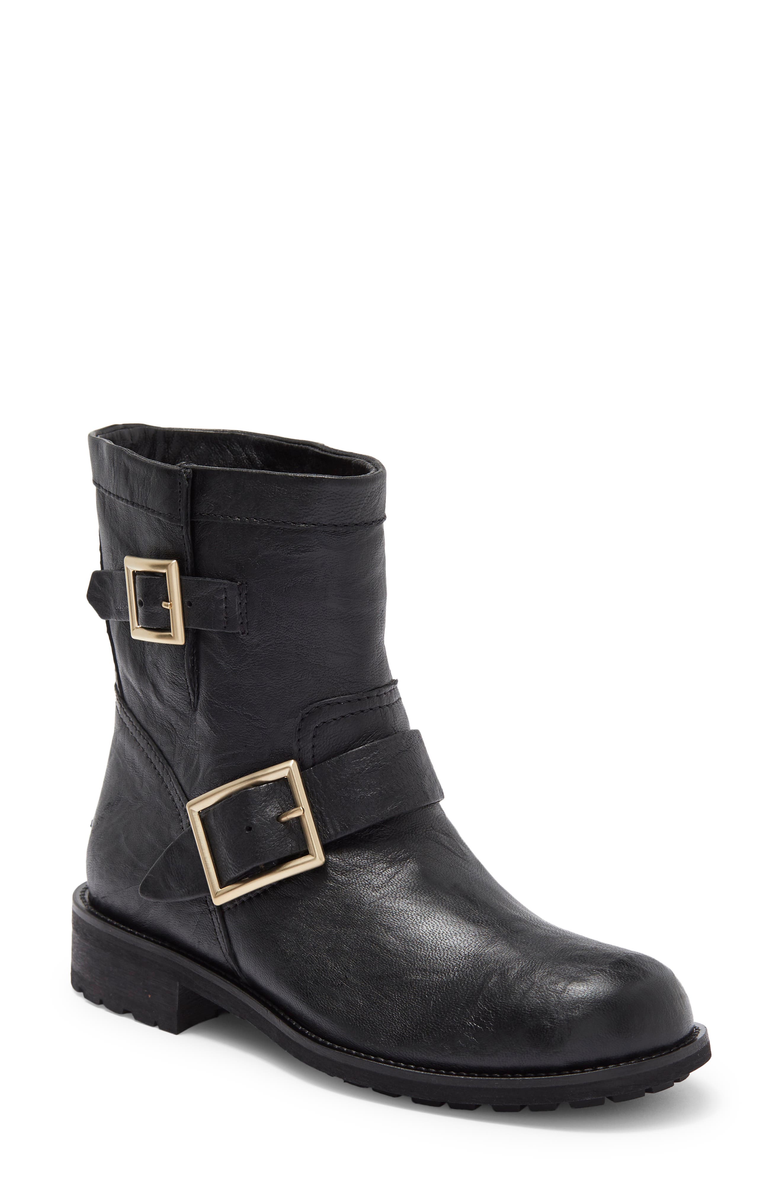 Jimmy Choo Buckle Biker Boot, Main, color, 