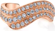 Anita Ko 18k Rose Gold Diamond Three Row Wave Ear Cuff