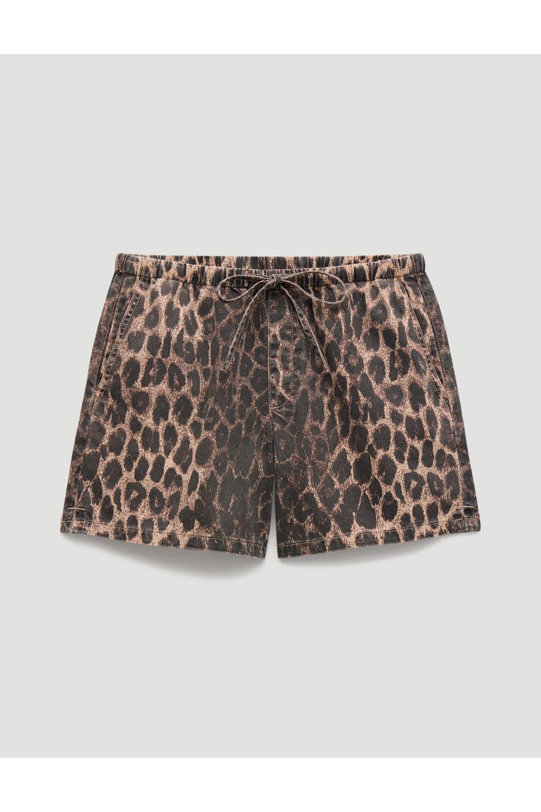 Betty Leopard Pull On Denim Shorts, Alternate, color, Brown Leopard Print