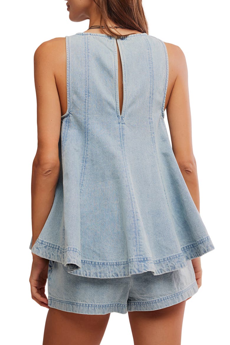 Cassius Flare Denim Top & High Rise Shorts Set, Alternate, color, BLEACHOUT