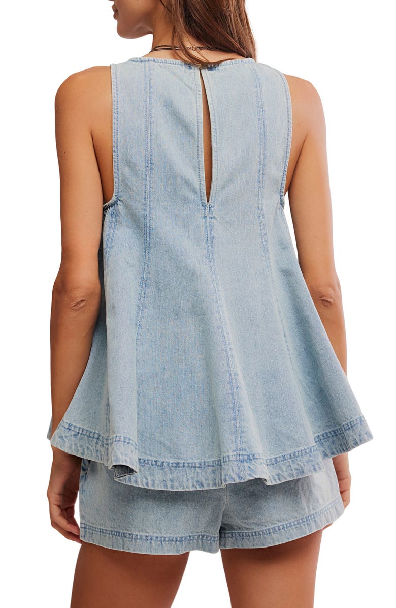 Free People Cassius Flare Denim Top & High Rise Shorts Set, Alternate, color, Bleachout