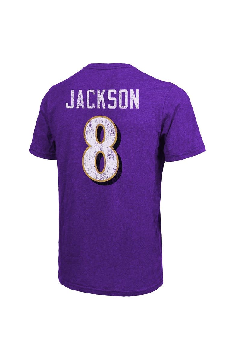 Majestic Threads Men's Majestic Threads Lamar Jackson Purple Baltimore Ravens Tri-Blend Name & Number T-Shirt, Alternate, color, 
