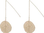 Bearfruit Jewelry Sienna Textured Leaf Disc Threader Earrings Sculptural Trendy