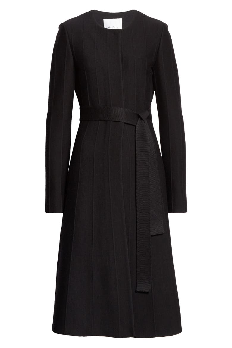 Belted Contour Ottoman Milano Knit Jacket, Alternate, color, CAVIAR