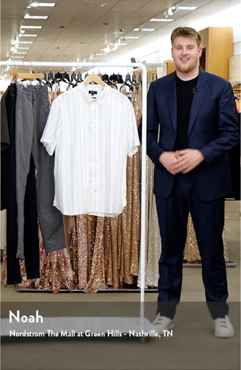 Soft Stripe Short Sleeve Button-Up Shirt, sales video thumbnail