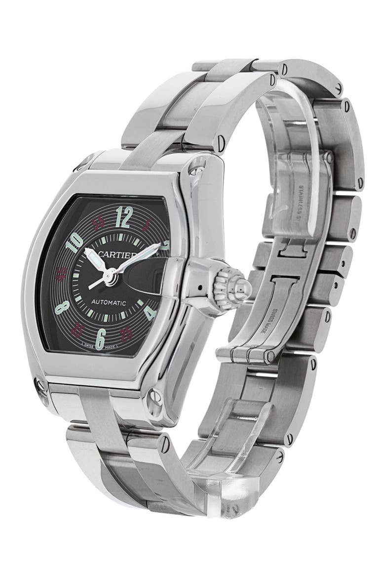 Cartier Preowned 2002 Roadser Automatic Bracelet Watch, 38mm, Alternate, color, SILVER / BLACK