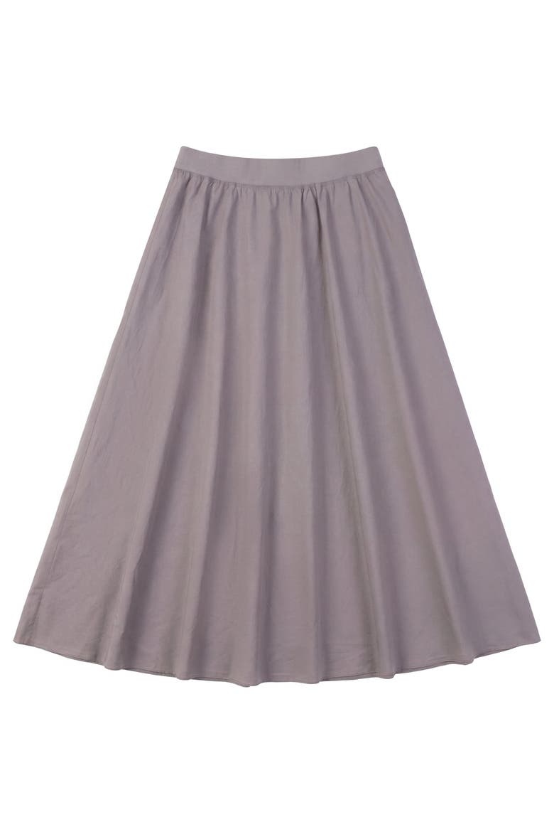 100% Cotton Midi Gauze Skirt - Elastic Waistband, Wide Sweep, Main, color, Stone