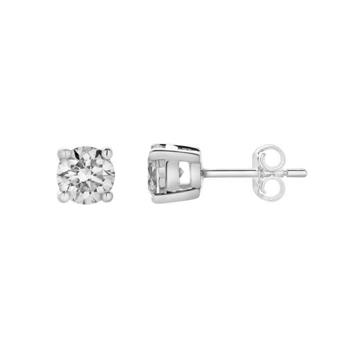 Luvmyjewelry Silla 14k Gold Lab Grown Round Solitaire Diamond Earrings In 14k White Gold