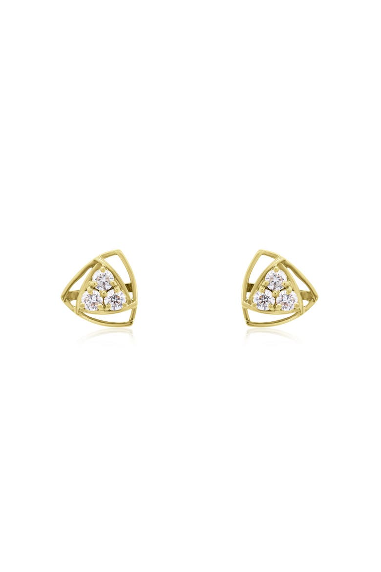 Lab Grown Diamond Geometric Triangle Stud Earrings, Alternate, color, Yelllow Gold