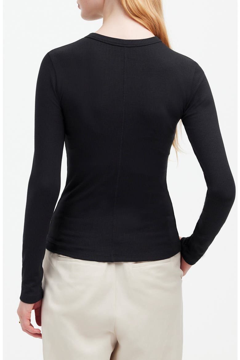Drapey Long Sleeve Rib T-Shirt, Alternate, color, JET BLACK