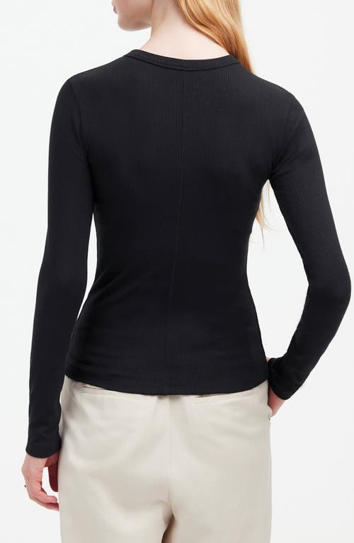 Madewell Drapey Long Sleeve Rib T-shirt In Black