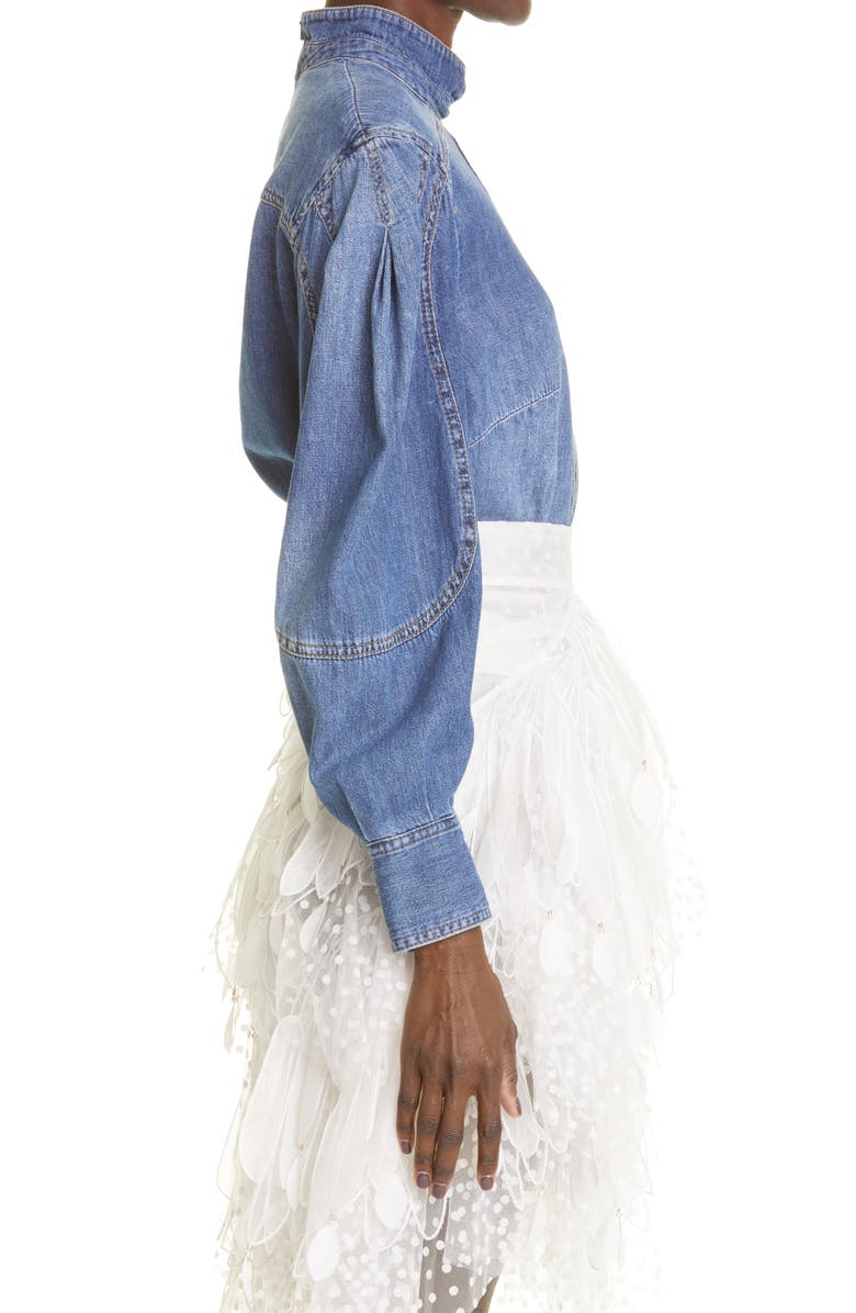 Zimmermann Rhythmic Denim Tuxedo Shirt, Alternate, color,