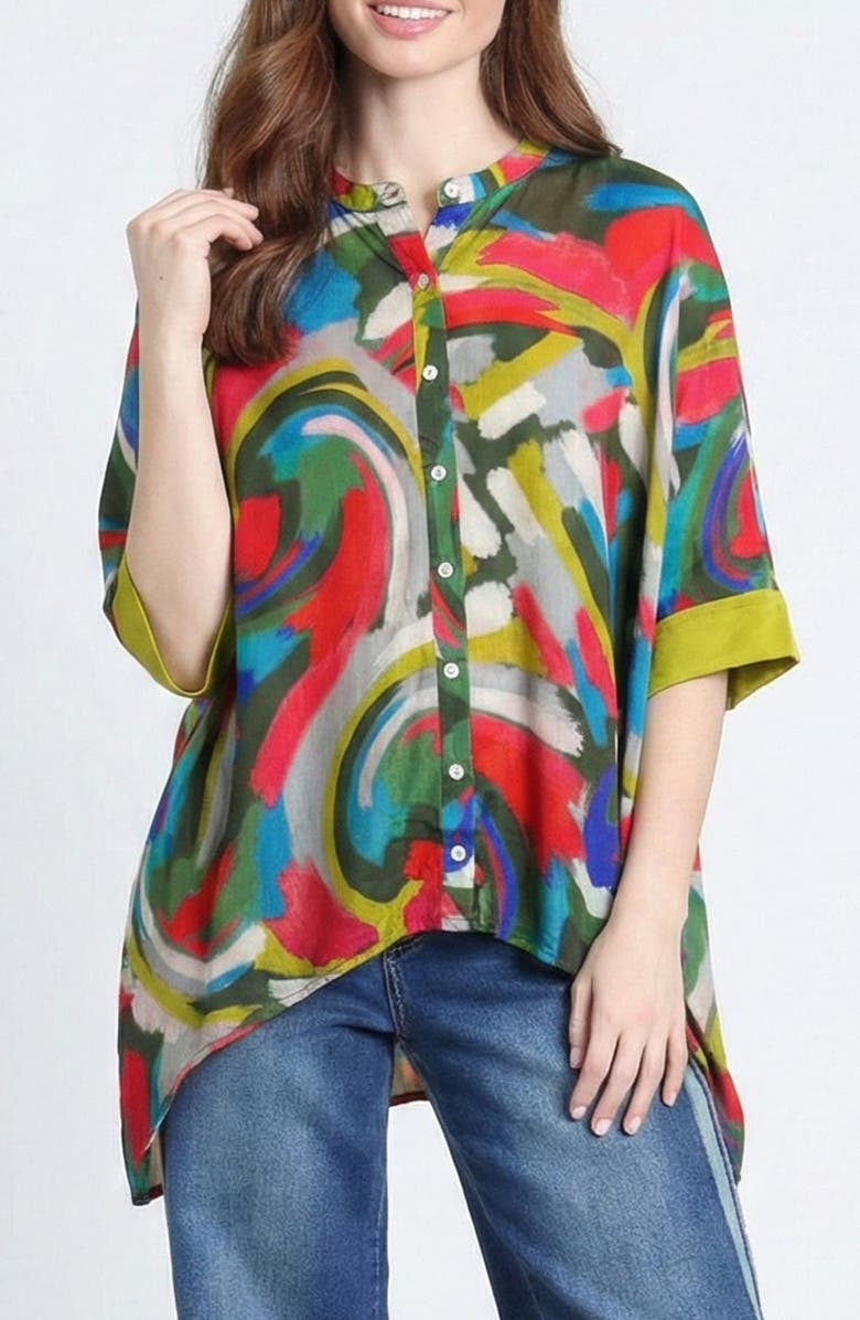 APNY Abstract Print Tunic, Main, color, Dark Greenmulti