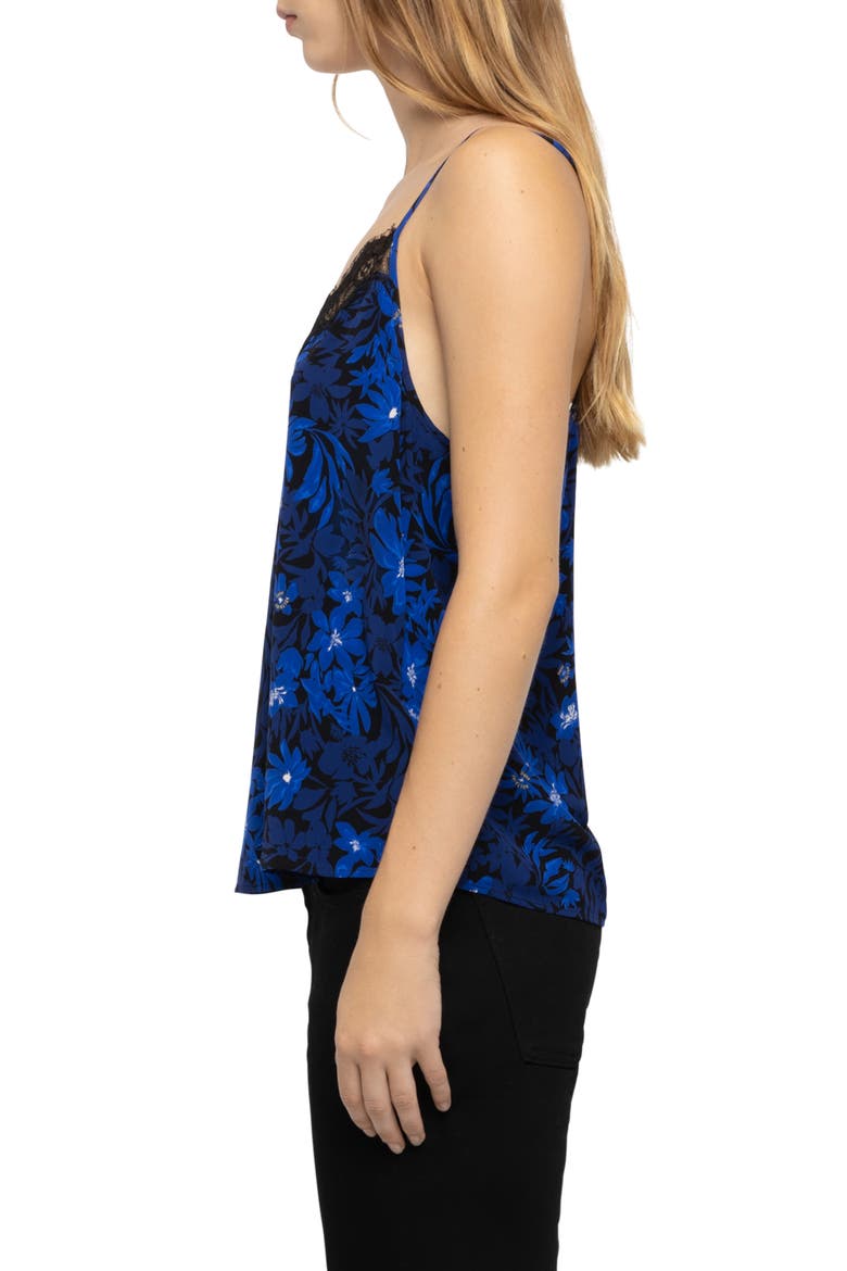 Cespa Floral Print Lace Trim Camisole, Alternate, color, ELECTRIC