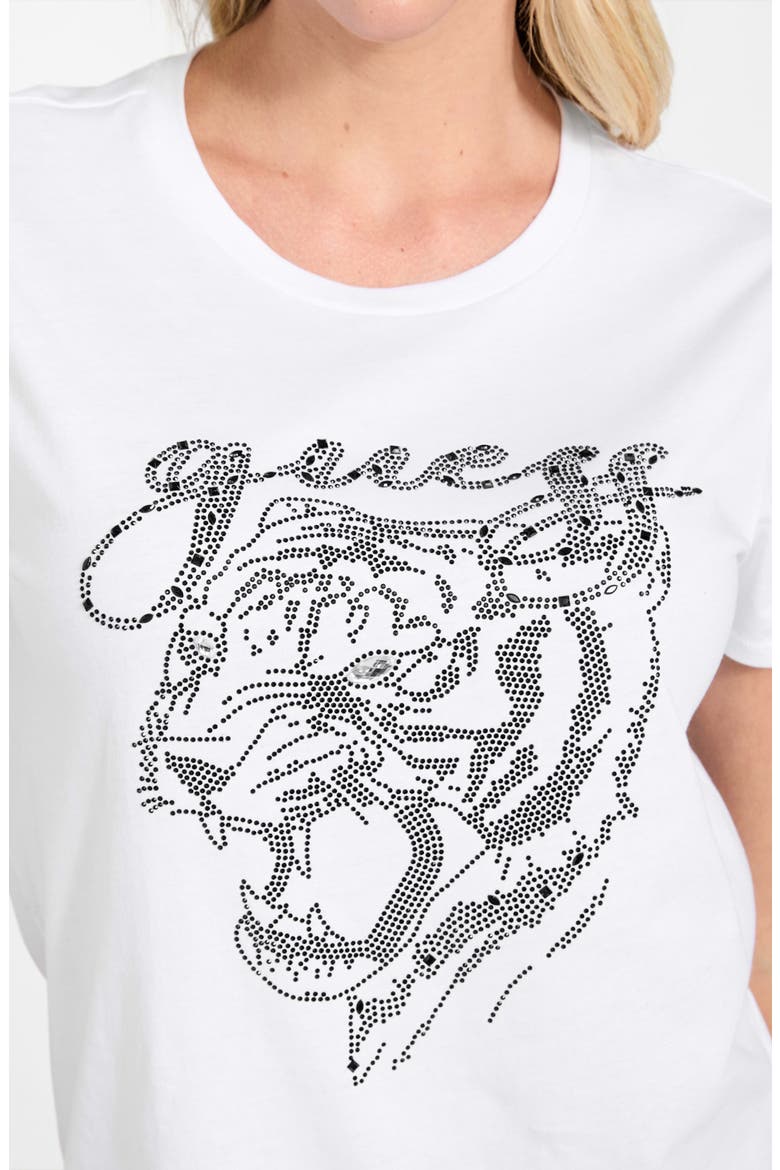 Embellished Tiger Face Organic Cotton T-Shirt, Alternate, color, WHITE