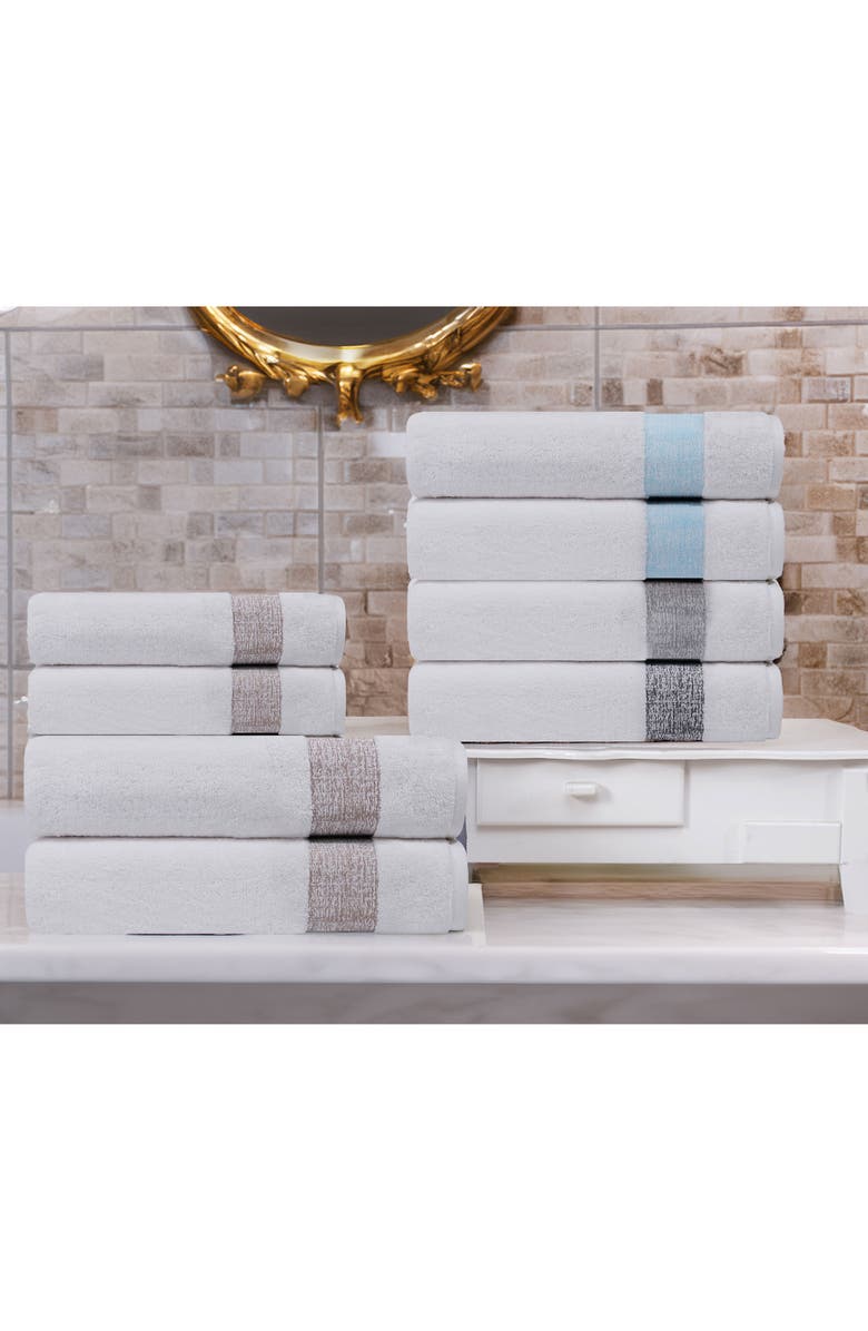 DePera Pera 6-Piece Turkish Cotton Bath Towel Set, Alternate, color, White / Dark Blue