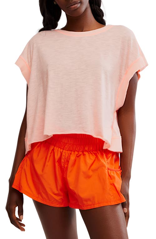 Free People Fp Movement My Tee Time Open Back T-shirt In Pastel Peach Combo