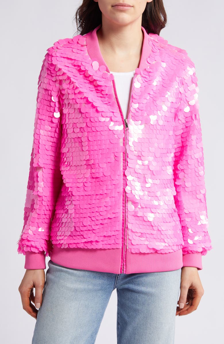 AZALEA WANG Sequin Bomber Jacket, Alternate, color, 