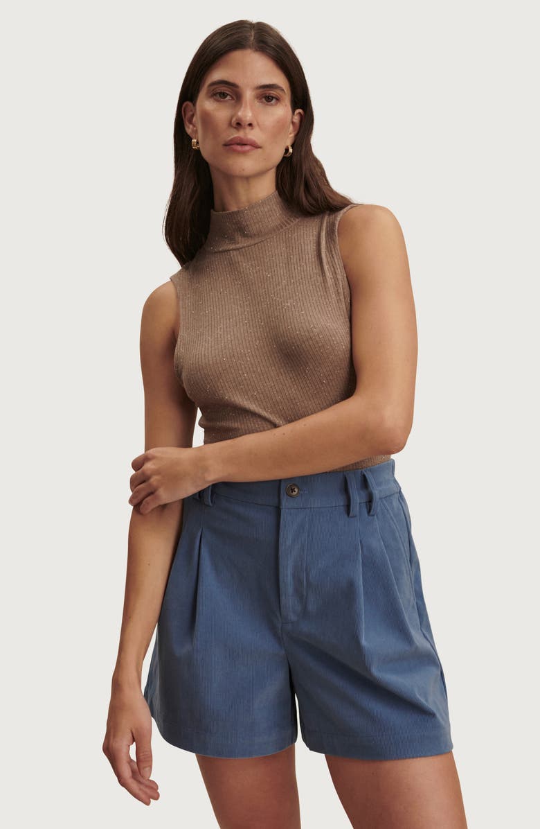 Varley Jorden Pleated Corduroy Shorts, Alternate, color, Bijou Blue