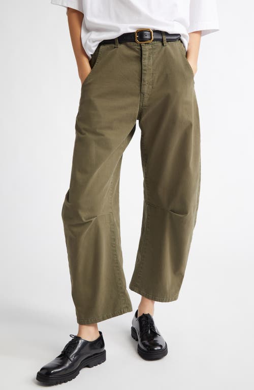Nili Lotan Tel Aviv Cropped Stretch-cotton Twill Tapered Pants In Loden