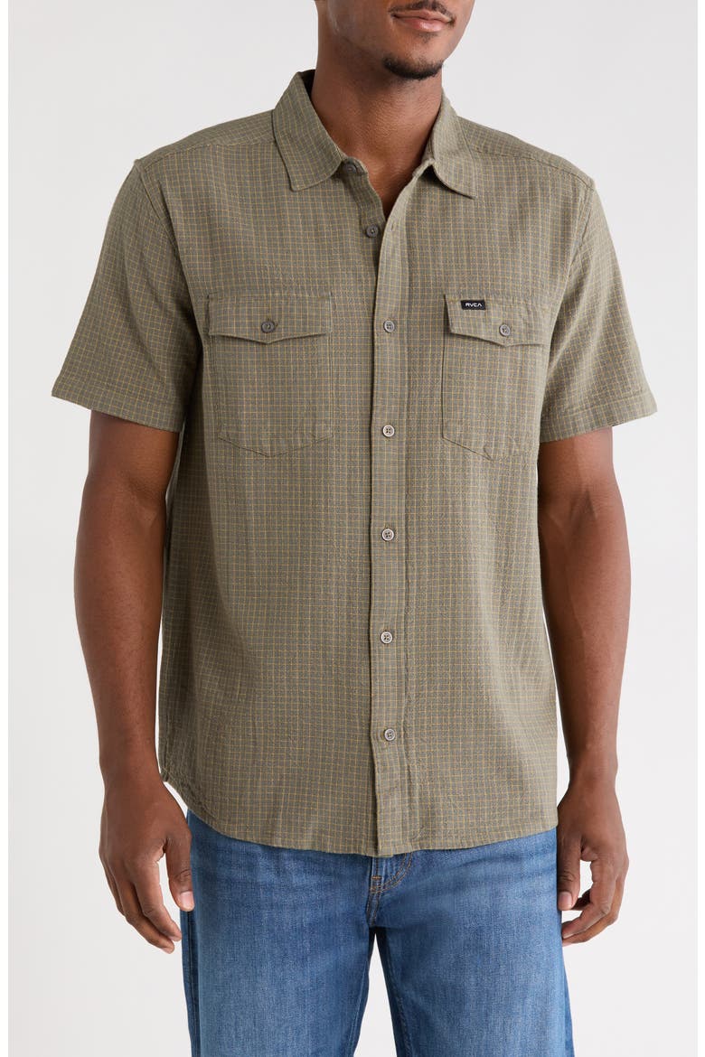 Costa Plaid Button-Up Shirt, Main, color, SAGE LEAF