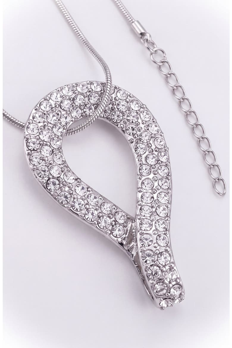 Crystal Infinity Teardrop Pendant Necklace, Main, color, Silver