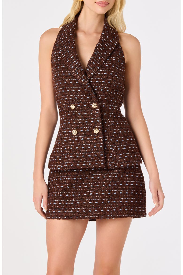 Claudine Tweed Halter Vest, Main, color, BROWN TWEED